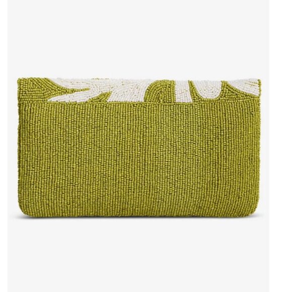 On 34th hand beaded envelope evening clutch - Green / White - Picture 10 of 11